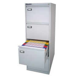 Bertesi Kubo classificatore metallico 4 cassetti a incasso per cartelle sospese, grigio chiaro RAL 7035, 46x62x132 cm, 4004