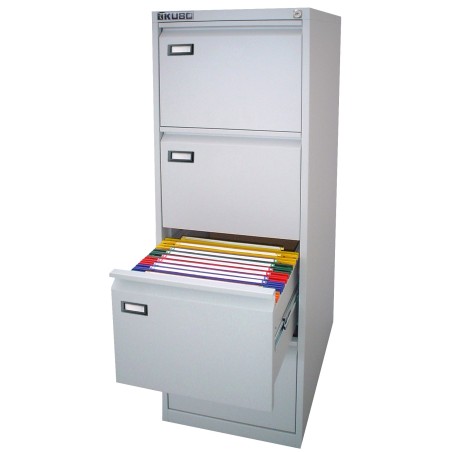 Bertesi Kubo classificatore metallico 4 cassetti a incasso per cartelle sospese, grigio chiaro RAL 7035, 46x62x132 cm, 4004