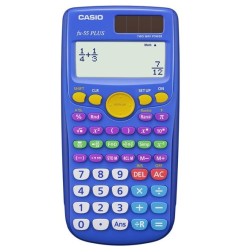 Casio FX-55 PLUS calcolatrice scientifica 240 funzioni, display naturale, frazioni, solare e batteria, blu