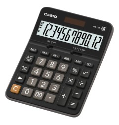 Casio DX-12B calcolatrice da tavolo 12 cifre, display extra large, solare e batteria, nera