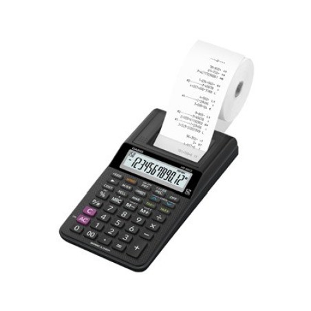 Casio HR-8RCE-BK calcolatrice scrivente portatile 12 cifre, mini a batterie, Check & Correct, Re-print, nera