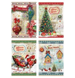 Cecami biglietti Buon Natale assortiti oro e glitter, 12 pezzi con busta – NA50089BN/12