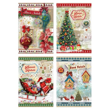 Cecami biglietti Buon Natale assortiti oro e glitter, 12 pezzi con busta – NA50089BN/12