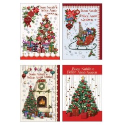 Cecami biglietti Buon Natale assortiti rilievo, oro e UV serigrafico NA50153BN, 12 pezzi con busta – NA50153BN/12