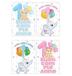 Cecami biglietti d'auguri Primo Compleanno, 12 pezzi assortiti con busta – FA00134BC/12