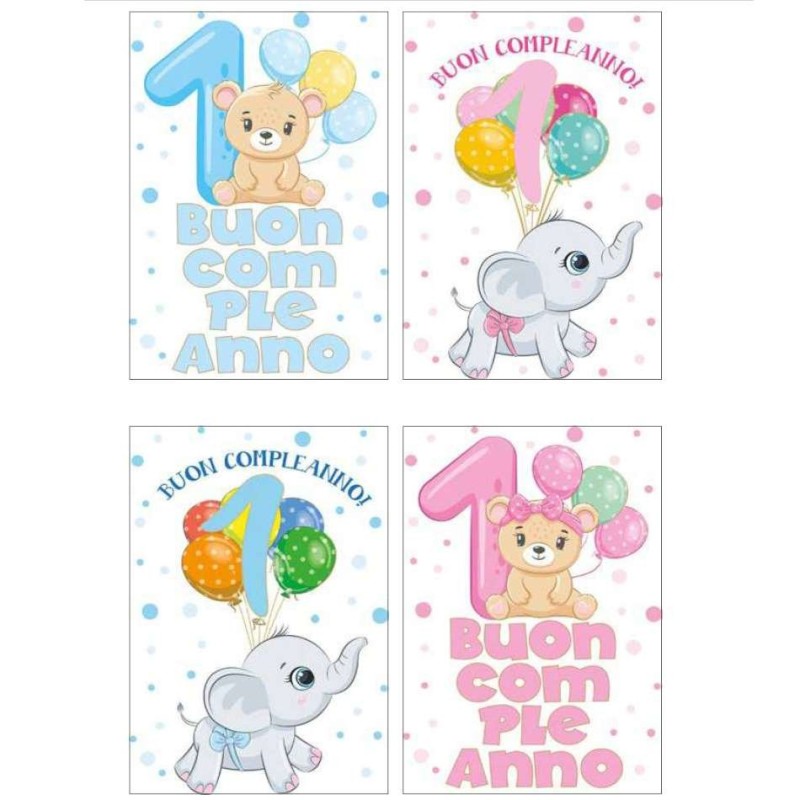 Cecami biglietti d'auguri Primo Compleanno, 12 pezzi assortiti con busta – FA00134BC/12 Cecami biglietti d'auguri Primo Compleanno, 12 pezzi assortiti con busta – FA00134BC/12