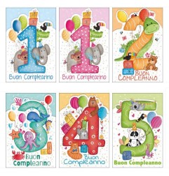 Cecami biglietti Buon Compleanno bimbi da 1 a 5 anni, confezione da 12 pezzi assortiti – FA00138BC/12