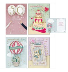 Cecami biglietti Felice Anniversario 50°, confezione da 12 pezzi assortiti con busta – FE10151FA/12