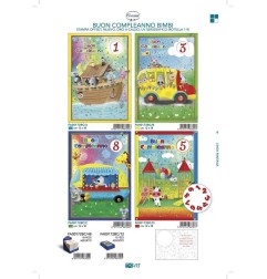 Cecami biglietti Buon Compleanno bimbi con rotella 1-9, 12 pezzi assortiti – FA00172BC/12