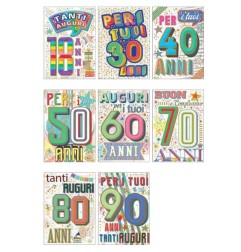 Cecami biglietti I Migliori Anni compleanno da 18 a 90 anni, 12 pezzi assortiti con busta – FA00179BC/12