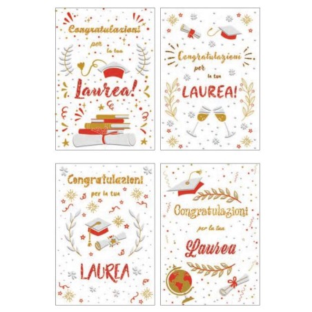 Cecami biglietti Auguri Laurea classica, 12 pezzi assortiti con busta – FA00189AL/12