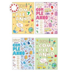 Cecami biglietti Buon Compleanno bimbi con rotella 1-9 FA00197BC, 12 pezzi assortiti con busta – FA00197BC/12