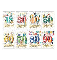 Cecami biglietti I Migliori Anni compleanno da 18 a 90 anni, 12 pezzi assortiti con busta – FA00206BC/12