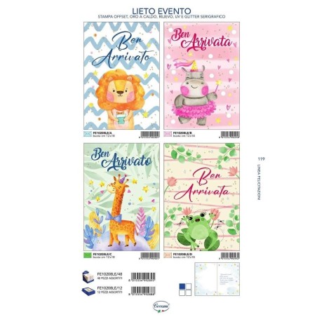 Cecami biglietti Lieto Evento per la nascita, confezione da 12 pezzi – FE10208LE/12