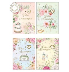 Cecami biglietti Felice Anniversario con doppia rotella 1-99, 12 pezzi con busta – FE10191FA/12