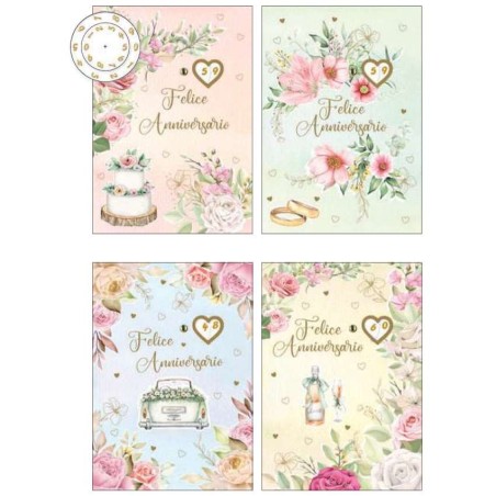 Cecami biglietti Felice Anniversario con doppia rotella 1-99, 12 pezzi con busta – FE10191FA/12