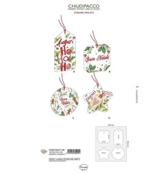 Cecami chiudipacco di Natale singoli con cordino e oro a caldo NA50192CP, 100 pezzi in 4 soggetti – NA50192CP/100