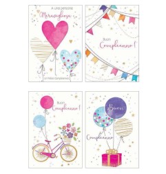 Cecami biglietti Happy Birthday Party assortiti, 12 pezzi con busta – FA00170BC/12