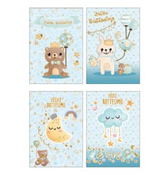 Cecami biglietti Felice Battesimo azzurro, 12 pezzi assortiti con busta – FE10170FB/12