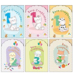 Cecami biglietti Buon Compleanno bimbi da 1 a 10 anni, 12 pezzi assortiti con busta – FA00231BC/12