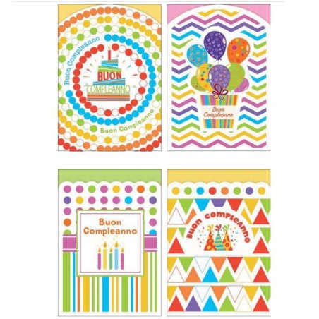 Cecami biglietti Buon Compleanno assortiti, 12 pezzi con busta – FA00232BC/12