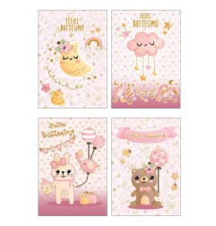 Cecami biglietti Felice Battesimo rosa, 12 pezzi assortiti con busta – FE10171FB/12