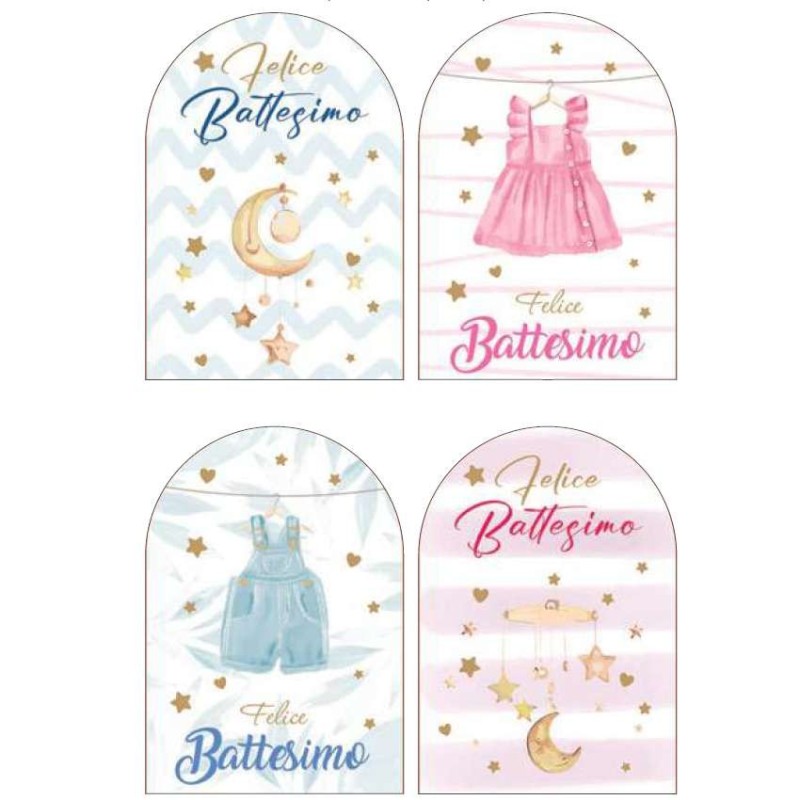 Cecami biglietti Felice Battesimo sagomati, 12 pezzi assortiti con busta – FE10193FB/12