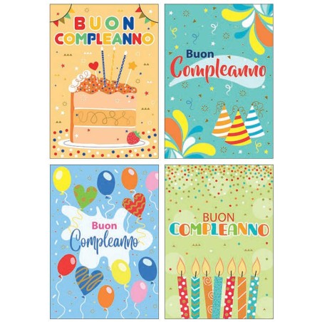 Cecami biglietti Buon Compleanno assortiti, 12 pezzi con busta – FA00247BC/12
