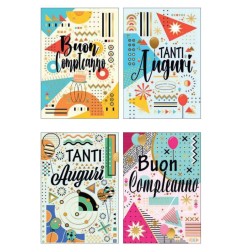 Cecami biglietti Buon Compleanno generico, 12 pezzi assortiti con busta – FA00228BC/12