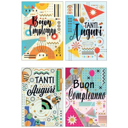 Cecami biglietti Buon Compleanno generico, 12 pezzi assortiti con busta – FA00228BC/12