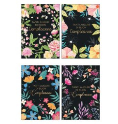 Cecami biglietti Tanti Auguri Black femminile, 12 pezzi assortiti con busta – FA00217AG/12