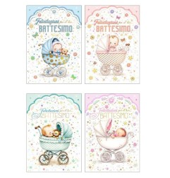 Cecami biglietti Felice Battesimo Carrozzine, 12 pezzi assortiti con busta – FE10209FB/12