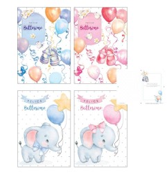 Cecami biglietti Birth Collection battesimo, 12 pezzi assortiti con busta – FE10161FB/12