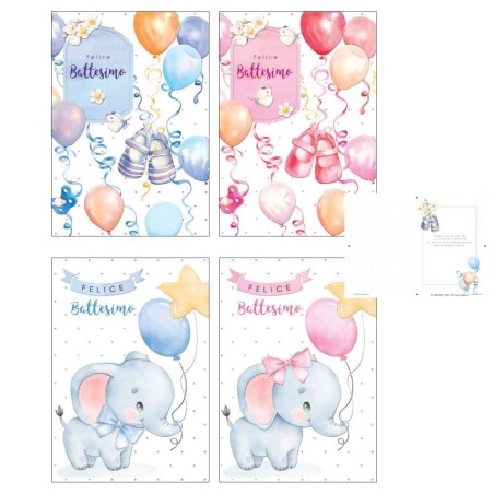 Cecami biglietti Birth Collection battesimo, 12 pezzi assortiti con busta – FE10161FB/12