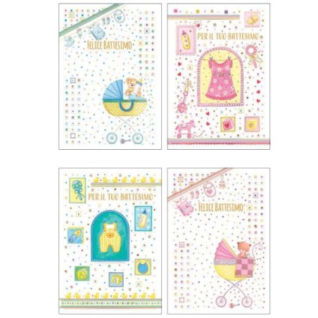 Cecami biglietti Felice Battesimo FE10192FB, confezione da 12 pezzi con busta – FE10192FB/12