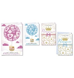 Cromo biglietti d'auguri Nascita Principe & Principessa, 12 pezzi in 4 soggetti – NA6080