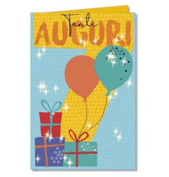 Cromo biglietti d'auguri Party Numero 7, palloncini e pacchi regalo, 6 pezzi – NU6651