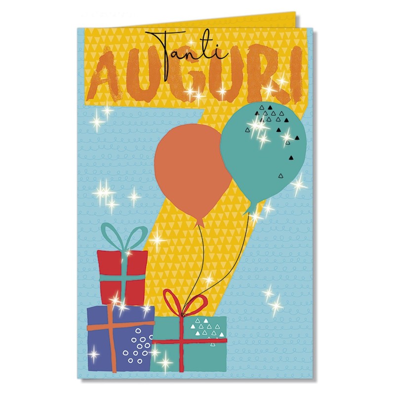 Cromo biglietti d'auguri Party Numero 7, palloncini e pacchi regalo, 6 pezzi – NU6651 Cromo biglietti d'auguri Party Numero 7, palloncini e pacchi regalo, 6 pezzi – NU6651