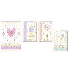 Cromo biglietti d'auguri Nozze con strass, 12 pezzi in 4 soggetti – NO8205