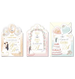 Cromo biglietti d'auguri Nozze con rotella, 12 pezzi in 3 soggetti – NO8210