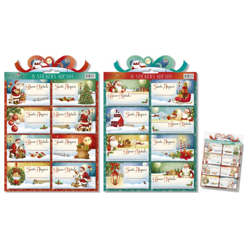 Cromo stickers Natale, Babbo Natale e paesaggi innevati, 6 blister da 2 fogli – NT8311 Cromo stickers Natale, Babbo Natale e paesaggi innevati, 6 blister da 2 fogli – NT8311