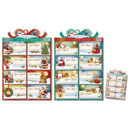Cromo stickers Natale, Babbo Natale e paesaggi innevati, 6 blister da 2 fogli – NT8311