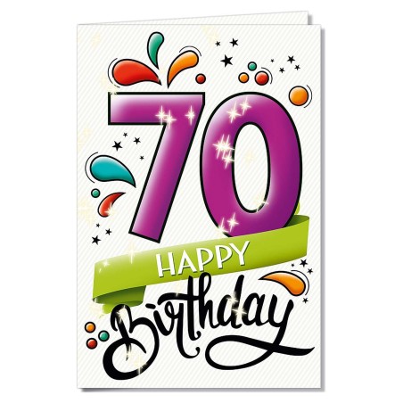 Cromo biglietti d'auguri Numeri 70, schizzi di colore, 6 pezzi – NU8430