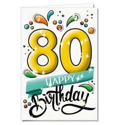 Cromo biglietti d'auguri Numeri 80, schizzi di colore, 6 pezzi – NU8431