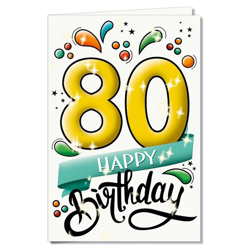 Cromo biglietti d'auguri Numeri 80, schizzi di colore, 6 pezzi – NU8431 Cromo biglietti d'auguri Numeri 80, schizzi di colore, 6 pezzi – NU8431