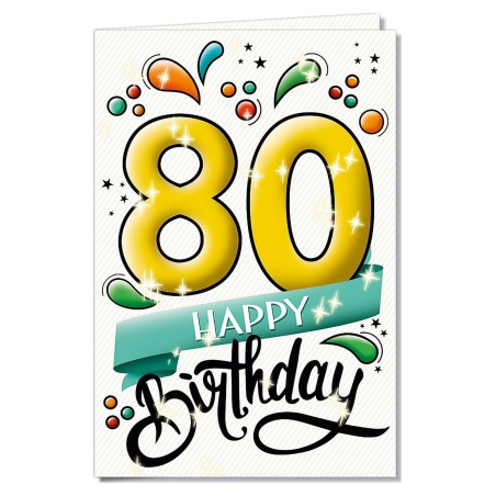 Cromo biglietti d'auguri Numeri 80, schizzi di colore, 6 pezzi – NU8431