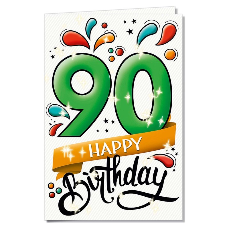 Cromo biglietti d'auguri Numeri 90, schizzi di colore, 6 pezzi – NU8432 Cromo biglietti d'auguri Numeri 90, schizzi di colore, 6 pezzi – NU8432