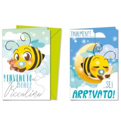 Cromo biglietti d'auguri Nascita lui apina, 12 pezzi in 2 soggetti – NA7196