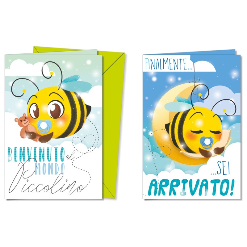 Cromo biglietti d'auguri Nascita lui apina, 12 pezzi in 2 soggetti – NA7196