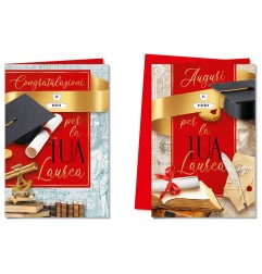 Cromo biglietti d'auguri Laurea rotella, 12 pezzi in 2 soggetti – LA7224